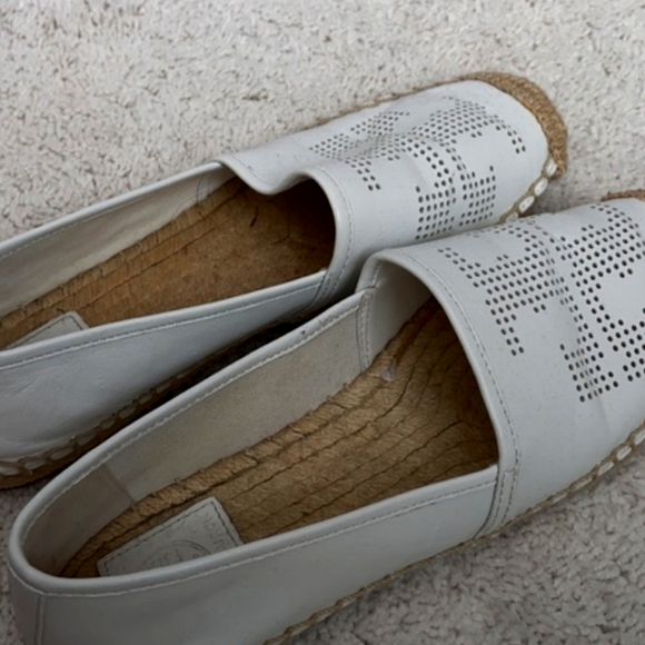 Tory Burch Perforated Leather White Espadrilles - Picture 2 of 2